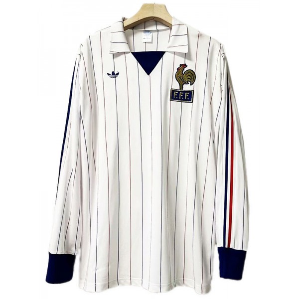 France away long sleeve retro jersey vintage soccer uniform men's second football kit tops sports shirt 1980-1983